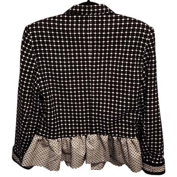 Soiree Black White Houndstooth Peplum Zip Up Jacket Women's Size Medium - Picture 7 of 8